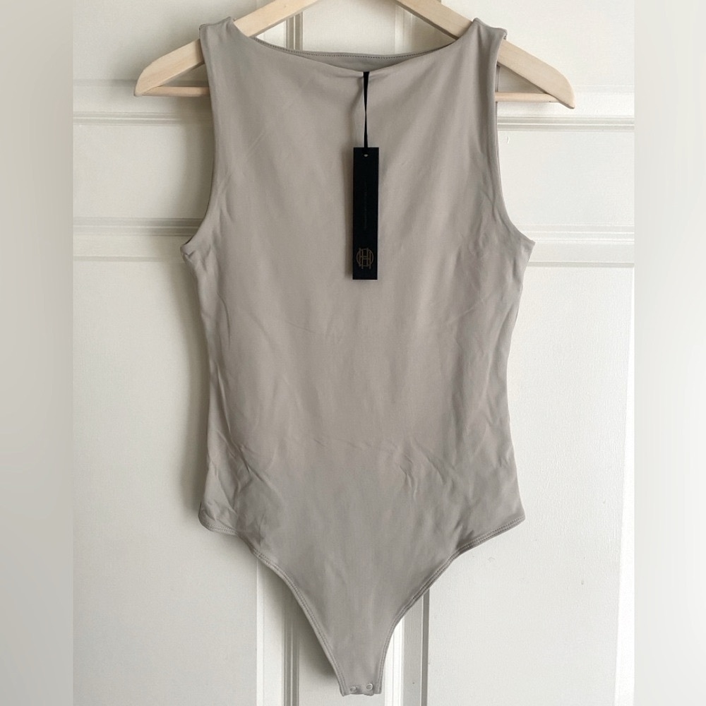 House of Harlow 1960 All-Day Contour Bodysuit Light Gray Size S NWT